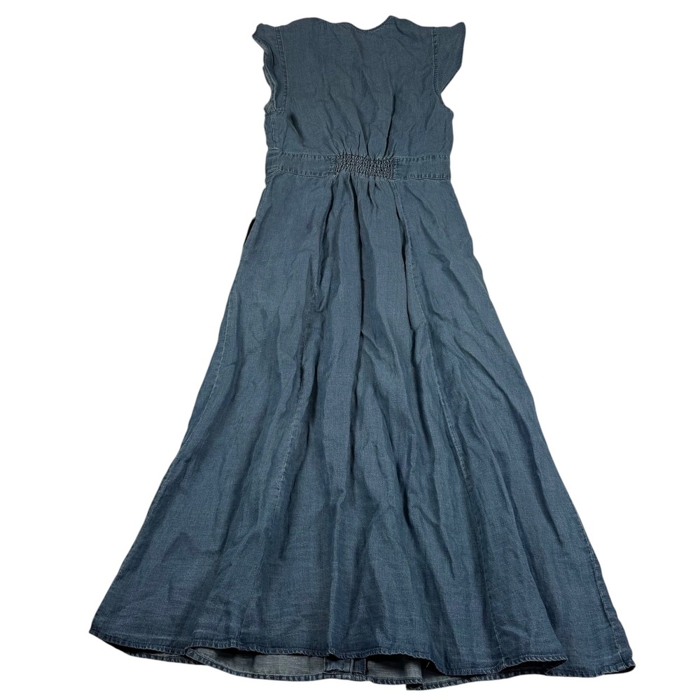 Marine Layer Camila Midi Dress Womens Medium Blue Indigo Linen New - Picture 2 of 12